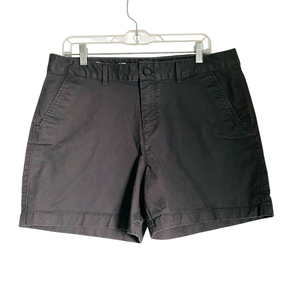 Eddie Bauer Chino Short Women size 12 Taupe Slightly Curvy Stretch Inseam 5"